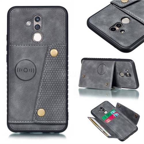 Retro Multifunction Card Slots Stand Leather Coated Phone Back Cover for Huawei Mate 20 Lite - Gray