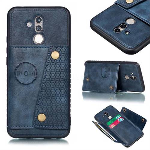 Retro Multifunction Card Slots Stand Leather Coated Phone Back Cover for Huawei Mate 20 Lite - Blue