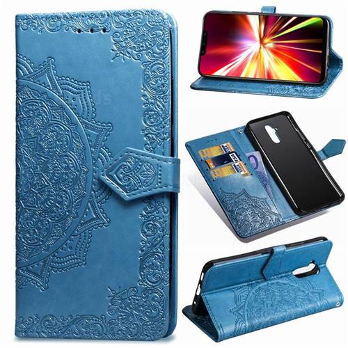 Embossing Imprint Mandala Flower Leather Wallet Case for Huawei Mate 20 Lite - Blue