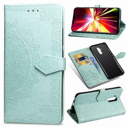 Embossing Imprint Mandala Flower Leather Wallet Case for Huawei Mate 20 Lite - Green