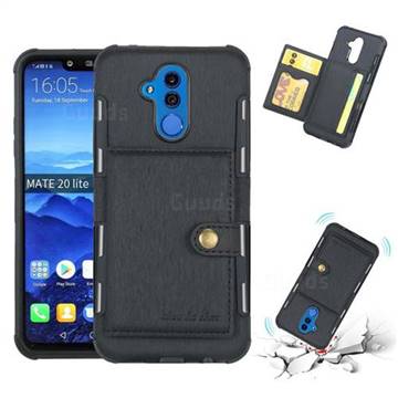 Brush Multi-function Leather Phone Case for Huawei Mate 20 Lite - Black