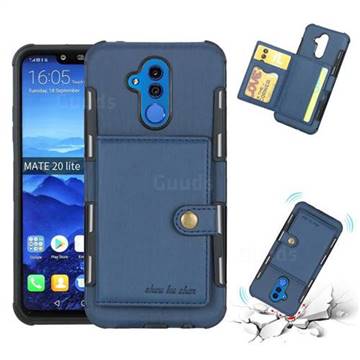 Brush Multi-function Leather Phone Case for Huawei Mate 20 Lite - Blue