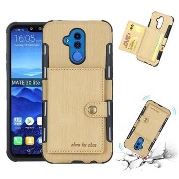 Brush Multi-function Leather Phone Case for Huawei Mate 20 Lite - Golden