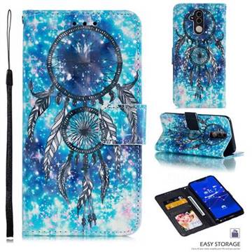 Blue Wind Chime 3D Painted Leather Phone Wallet Case for Huawei Mate 20 Lite