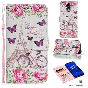 Bicycle Flower Tower 3D Painted Leather Phone Wallet Case for Huawei Mate 20 Lite