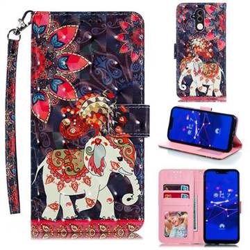 Phoenix Elephant 3D Painted Leather Phone Wallet Case for Huawei Mate 20 Lite