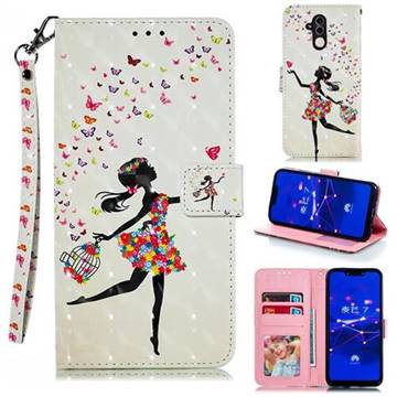 Flower Girl 3D Painted Leather Phone Wallet Case for Huawei Mate 20 Lite