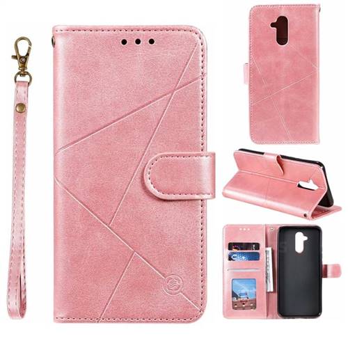 Embossing Geometric Leather Wallet Case for Huawei Mate 20 Lite - Rose Gold