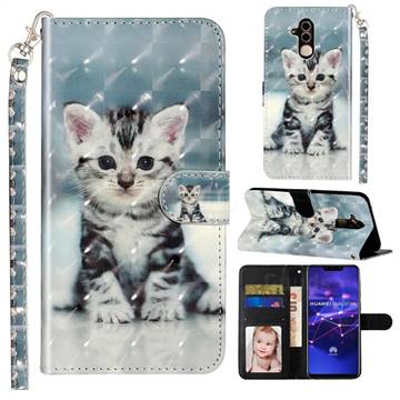 Kitten Cat 3D Leather Phone Holster Wallet Case for Huawei Mate 20 Lite