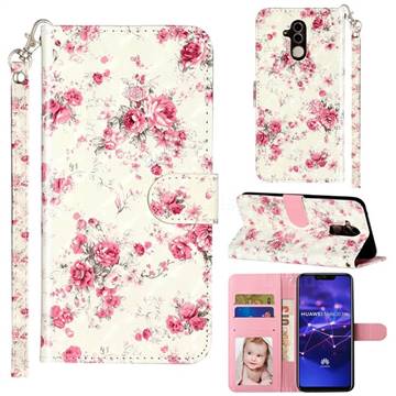 Rambler Rose Flower 3D Leather Phone Holster Wallet Case for Huawei Mate 20 Lite