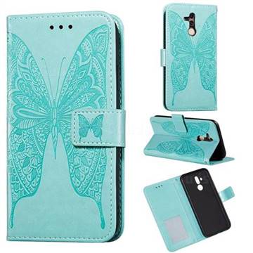 Intricate Embossing Vivid Butterfly Leather Wallet Case for Huawei Mate 20 Lite - Green