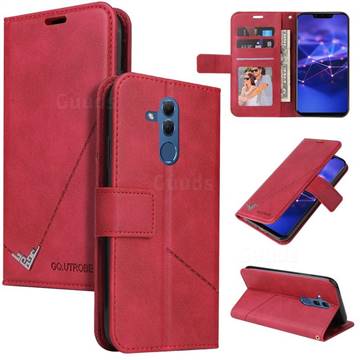 GQ.UTROBE Right Angle Silver Pendant Leather Wallet Phone Case for Huawei Mate 20 Lite - Red