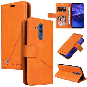 GQ.UTROBE Right Angle Silver Pendant Leather Wallet Phone Case for Huawei Mate 20 Lite - Orange