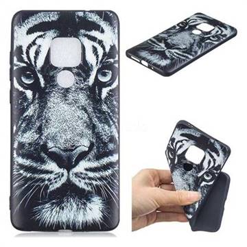 White Tiger 3D Embossed Relief Black TPU Cell Phone Back Cover for Huawei Mate 20 Pro