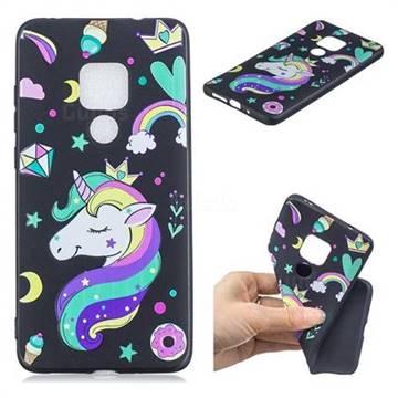 Candy Unicorn 3D Embossed Relief Black TPU Cell Phone Back Cover for Huawei Mate 20 Pro