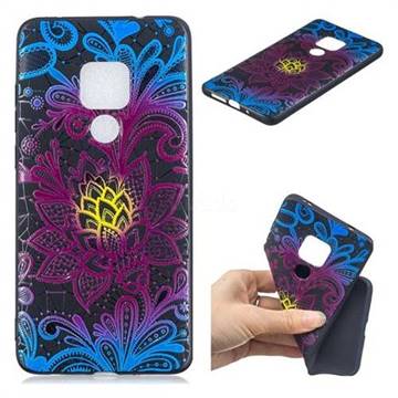 Colorful Lace 3D Embossed Relief Black TPU Cell Phone Back Cover for Huawei Mate 20 Pro
