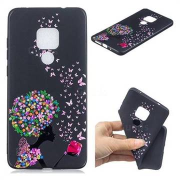 Corolla Girl 3D Embossed Relief Black TPU Cell Phone Back Cover for Huawei Mate 20 Pro