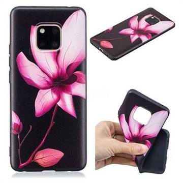 Lotus Flower 3D Embossed Relief Black Soft Back Cover for Huawei Mate 20 Pro