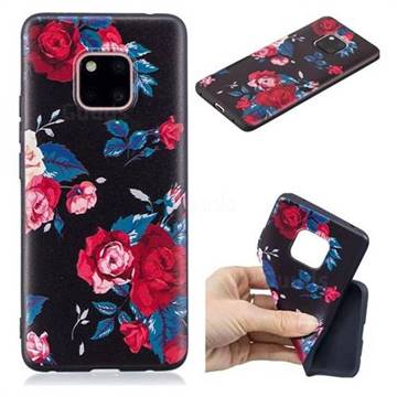 Safflower 3D Embossed Relief Black Soft Back Cover for Huawei Mate 20 Pro