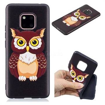 Big Owl 3D Embossed Relief Black Soft Back Cover for Huawei Mate 20 Pro