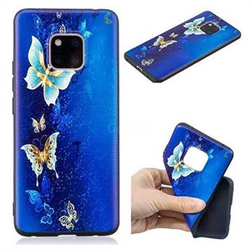 Golden Butterflies 3D Embossed Relief Black Soft Back Cover for Huawei Mate 20 Pro