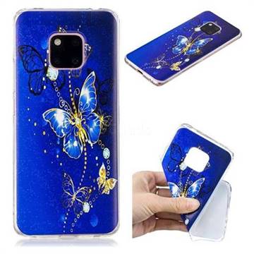 Gold and Blue Butterfly Super Clear Soft TPU Back Cover for Huawei Mate 20 Pro
