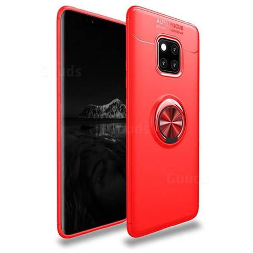 Auto Focus Invisible Ring Holder Soft Phone Case for Huawei Mate 20 Pro - Red