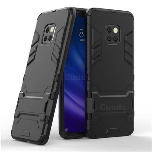 Armor Premium Tactical Grip Kickstand Shockproof Dual Layer Rugged Hard Cover for Huawei Mate 20 Pro - Black