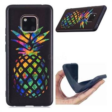 Colorful Pineapple 3D Embossed Relief Black Soft Back Cover for Huawei Mate 20 Pro