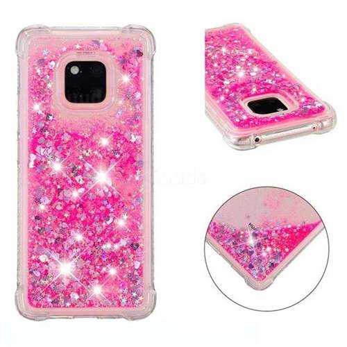 Dynamic Liquid Glitter Sand Quicksand TPU Case for Huawei Mate 20 Pro - Pink Love Heart