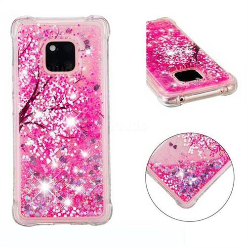 Pink Cherry Blossom Dynamic Liquid Glitter Sand Quicksand Star TPU Case for Huawei Mate 20 Pro