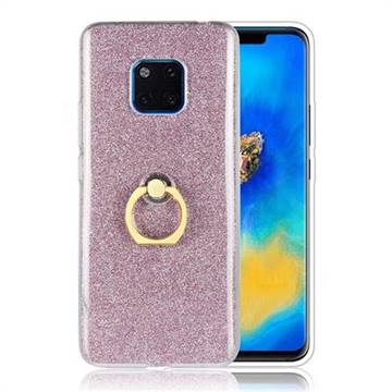 Luxury Soft TPU Glitter Back Ring Cover with 360 Rotate Finger Holder Buckle for Huawei Mate 20 Pro - Pink