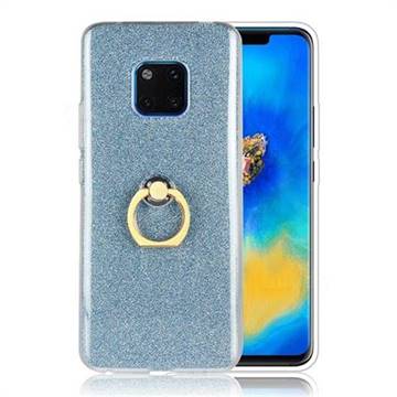 Luxury Soft TPU Glitter Back Ring Cover with 360 Rotate Finger Holder Buckle for Huawei Mate 20 Pro - Blue