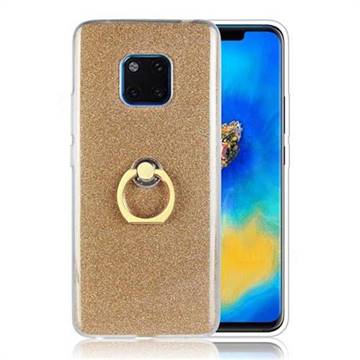 Luxury Soft TPU Glitter Back Ring Cover with 360 Rotate Finger Holder Buckle for Huawei Mate 20 Pro - Golden