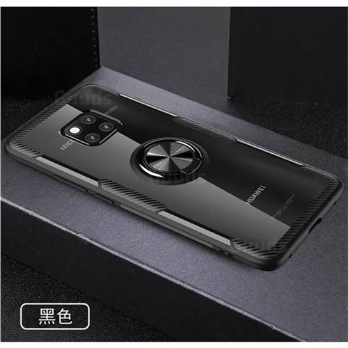 Acrylic Glass Carbon Invisible Ring Holder Phone Cover for Huawei Mate 20 Pro - Black