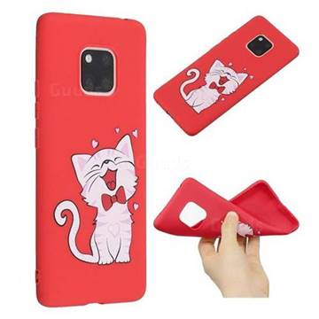 Happy Bow Cat Anti-fall Frosted Relief Soft TPU Back Cover for Huawei Mate 20 Pro