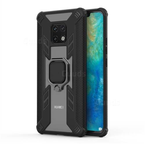 Predator Armor Metal Ring Grip Shockproof Dual Layer Rugged Hard Cover for Huawei Mate 20 Pro - Black
