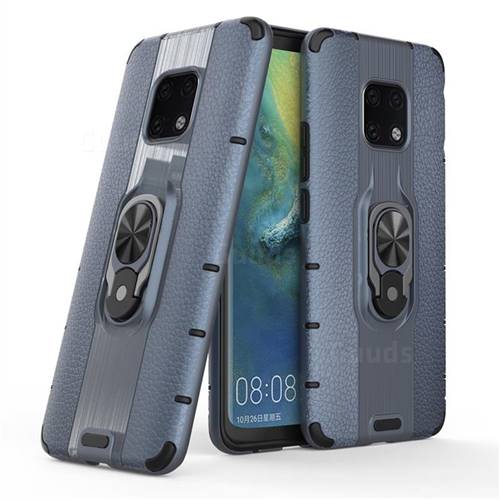 Alita Battle Angel Armor Metal Ring Grip Shockproof Dual Layer Rugged Hard Cover for Huawei Mate 20 Pro - Blue