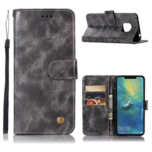 Luxury Retro Leather Wallet Case for Huawei Mate 20 Pro - Gray
