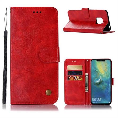 Luxury Retro Leather Wallet Case for Huawei Mate 20 Pro - Red