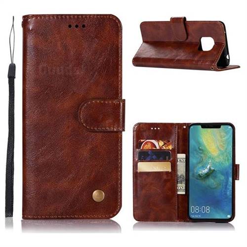 Luxury Retro Leather Wallet Case for Huawei Mate 20 Pro - Brown