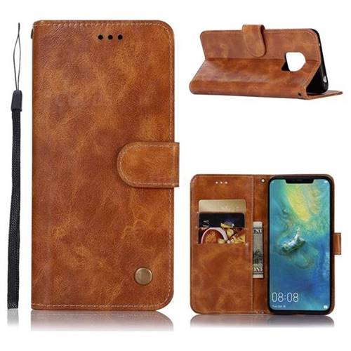 Luxury Retro Leather Wallet Case for Huawei Mate 20 Pro - Golden