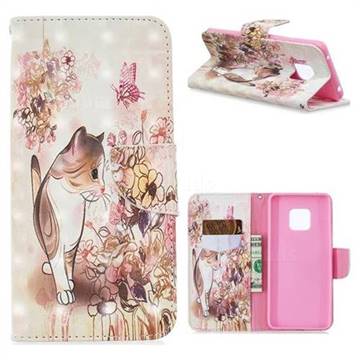 Flower Butterfly Cat 3D Painted Leather Wallet Phone Case for Huawei Mate 20 Pro