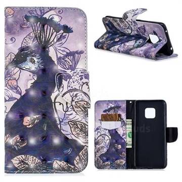 Purple Peacock 3D Painted Leather Wallet Phone Case for Huawei Mate 20 Pro