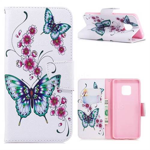 Peach Butterflies Leather Wallet Case for Huawei Mate 20 Pro