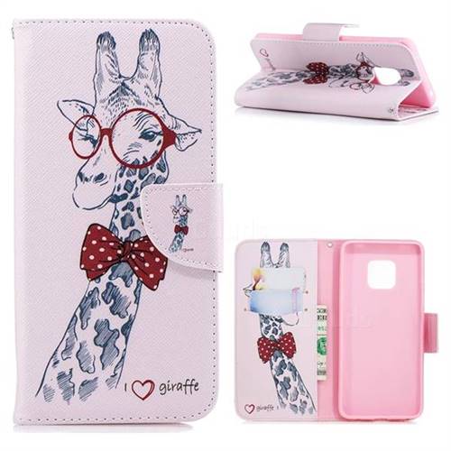 Glasses Giraffe Leather Wallet Case for Huawei Mate 20 Pro