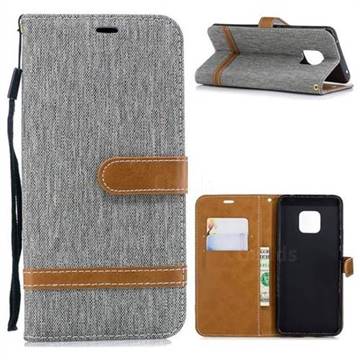 Jeans Cowboy Denim Leather Wallet Case for Huawei Mate 20 Pro - Gray