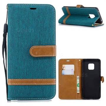 Jeans Cowboy Denim Leather Wallet Case for Huawei Mate 20 Pro - Green