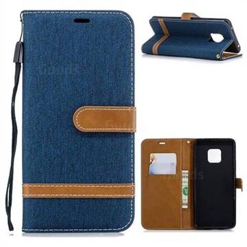 Jeans Cowboy Denim Leather Wallet Case for Huawei Mate 20 Pro - Dark Blue