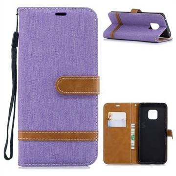 Jeans Cowboy Denim Leather Wallet Case for Huawei Mate 20 Pro - Purple